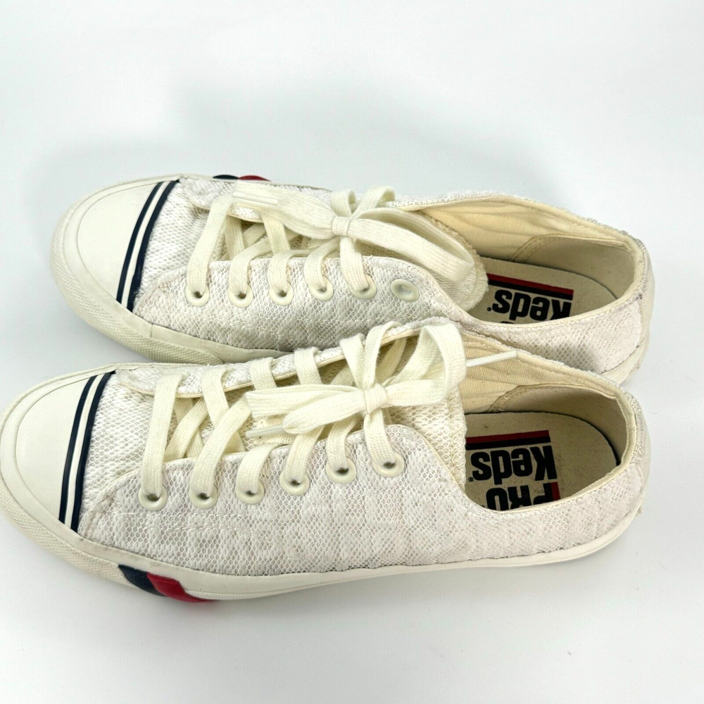 Keds Pro Keds Women's Cream Canvas Lace Low Profile Sneakers Size 7